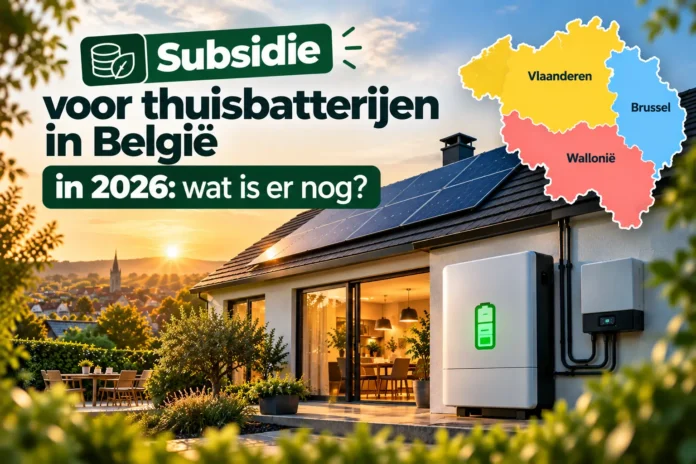 Subsidie voor thuisbatterijen in België in 2026 met zonnepanelen, thuisbatterij en kaart van België